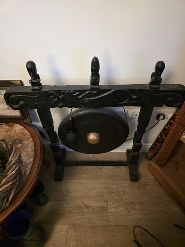 African carved gong - african,