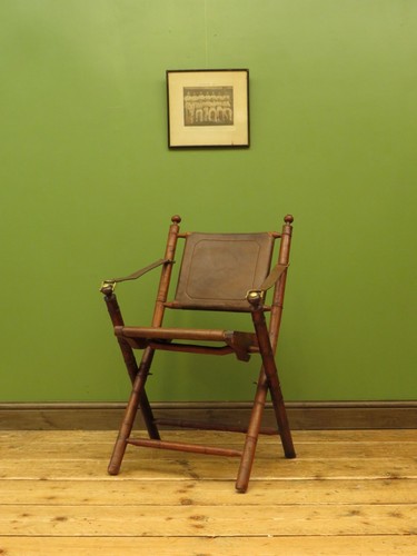 Campaign chair antique - campaign, leather