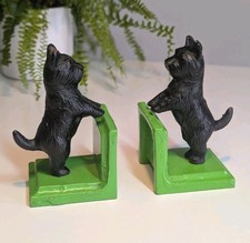Heavy Cast Iron Scottish Terrier Bookends / Door Stops (X2) Good Condition 
