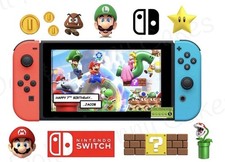 Mario Switch 23cm Personalised Cake Topper. Premium Edible Icing Sheet