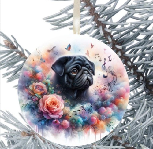 Pug dog hanging bauble - dog,