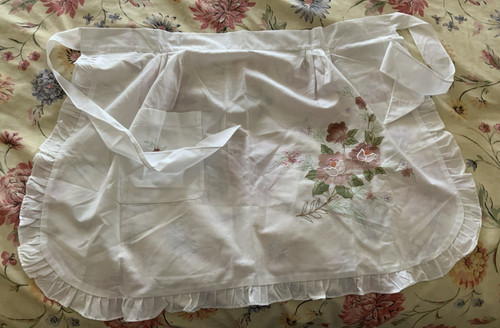Vintage waist apron pinny red - apron,