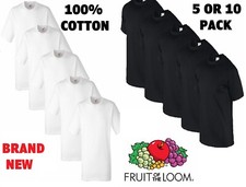 New Mens 5,10 PACK Fruit of the Loom White 100% Cotton T Shirt Wholesale  S -2XL