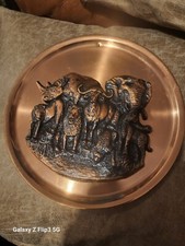 Lion 3D Copper Art Round African Wildebeest 