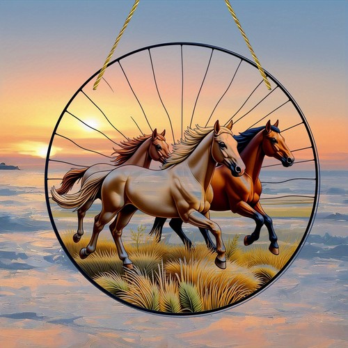 Three galloping wild horses - three,