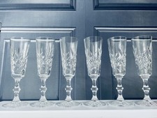 Vintage EDINBURGH Crystal "HIGHLAND" SET Champagne Glasses / Flute 7.5”