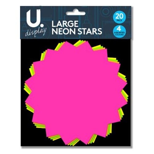 Large neon star price cards - 20,