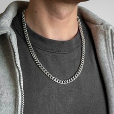 Long Silver Thick Cuban Curb