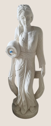 Lady and bowl water - lady, fountain