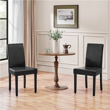 Dining Chairs 2PCS High Back Leather Armless Kitchen Chairs with Wooden Legs