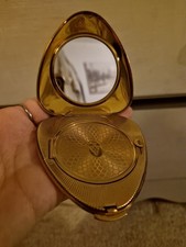 VINTAGE KIGU "CHERIE" HEART SHAPED POWDER COMPACT, GOLD COLOUR