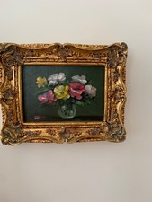 Framed Original Oil Painting On Canvas “ Still Life Roses" - Beautiful.