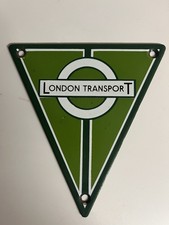 Green London Transport AEC Bus Radiator Triangle Badge - Original Vintage Enamel