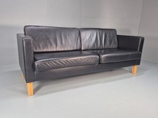 Vintage Dznish 2.5 Seater Black Leather Sofa by Hurup Retrop MCM EB10123 M4SS