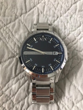 Armani Exchange mens dark navy faced stainless steel strap watch AX2132
