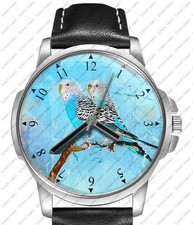 Australian Parrots Style Black Leather Strap Watch