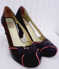 Harlot Womens Court Shoes.Dark Brown leather.Steampunk.Pin up.Pleated heel.39