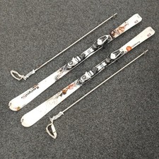 Rossignal Attraxion Saphir 160cm Ladies White & Patterned Skis + Poles - Size 5