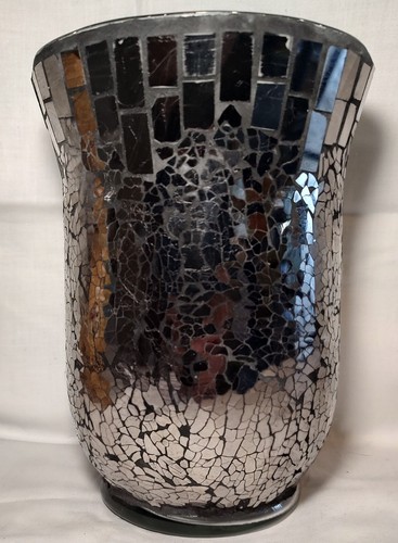 Silver mirror mosaic vase - mosaic,