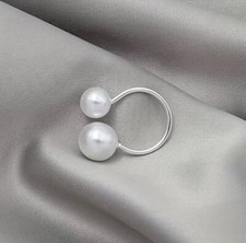 silver Pearl Ring Adjustable