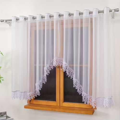 White voile curtain - white,