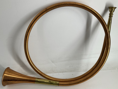 Copper and brass hunting horn - and,