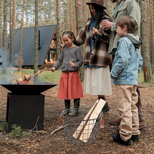 Firewood storage basket wire - storage,