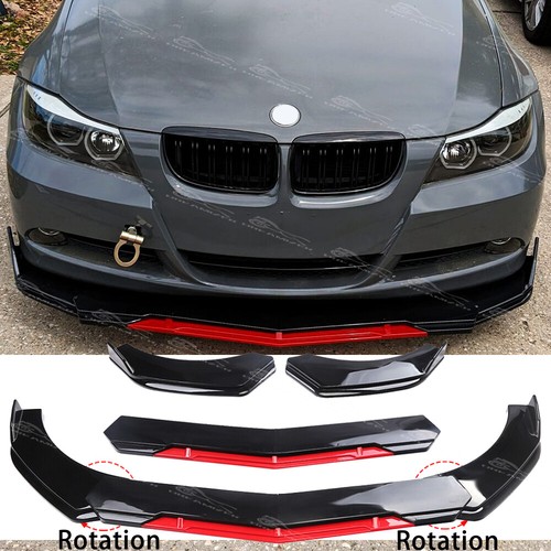 Gloss black red front bumper - black,