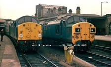 ORIGINAL RAILWAY TRAIN NEGATIVE. Class 40 and 37 locos at Sheffield in 1979