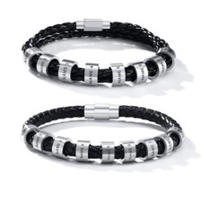Personalized Engrave Name Men Braided ID Bracelet Family Father Dad Son Dad Gift