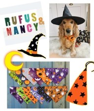 Handmade Halloween Dog Bandana Slide on Collar Neckerchief Scarf Gift Present