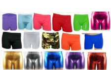 Girls kids Metallic Neon Stretch Hot Pants Shorts Lycra Dance Tutu  HARLEY QUINN