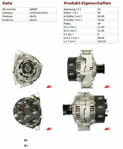 Alternator generator for - as-pl,
