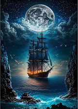 Ship Moon Diamond Art Painting