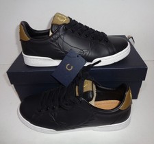 Fred Perry Ladies Leather Black Womens Retro Trainers Shoes Casual New UK Size 4