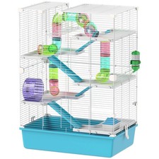 6 Tier Hamster Cage with Twin Tower and Accessories - Light Blue