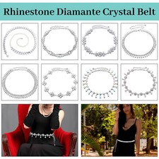 Diamante/Diamond Ladies Women Waist Chain Crystal Rhinestone Charm Long Belt