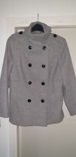 H&M Ladies Grey Coat.Double breasted.Collar.Eppualettes.Eu Size 44/16.Immaculate