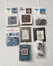 8 Vintage Needlepoint Tapestry Embroidery stitch kit NAUTICAL Coasters LANARTE