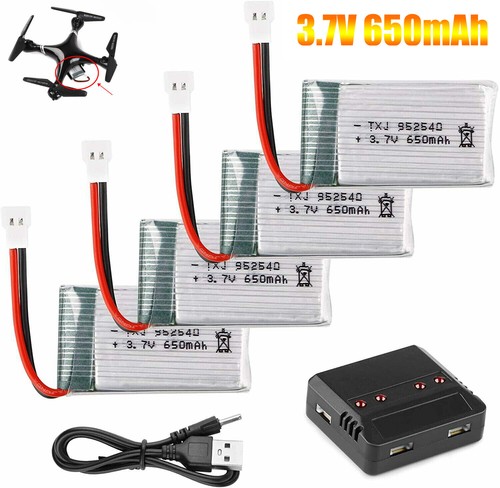 650mah lipo battery - 4x, 3.7v