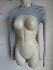 BERSHKA Metallic Silver Ribbed