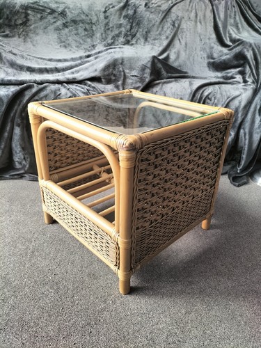 Bamboo rattan wicker glass top - bamboo,