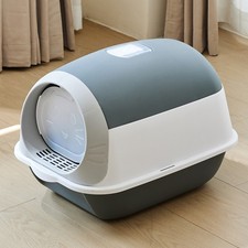 Folding Cat Litter Tray Box Self Cleaning Hooded Pan Deodorizer
