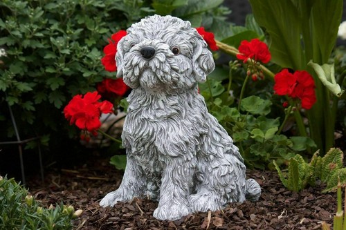 Stone figure dog shih tzu - stone,