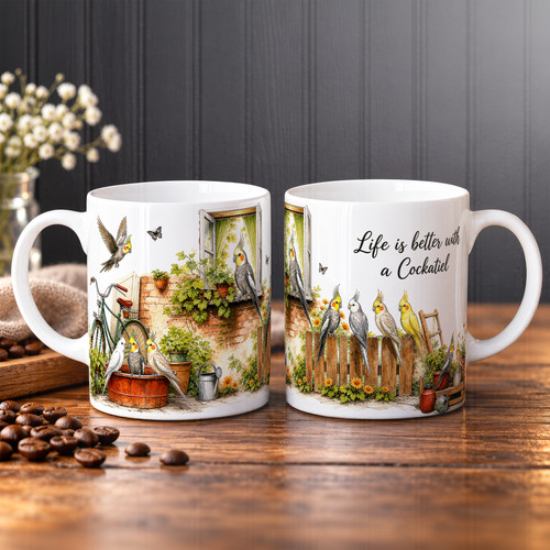 Personalised cockatiel mug - personalised,