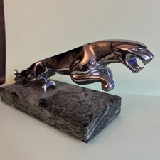 CHROME JAGUAR LEAPER ON BLACK