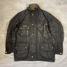 Barbour International C40 Wax Jacket Mens Medium Black Motorcycle Belted