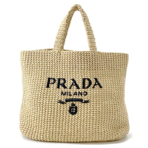 Prada crochet tote bag raffia - crochet,