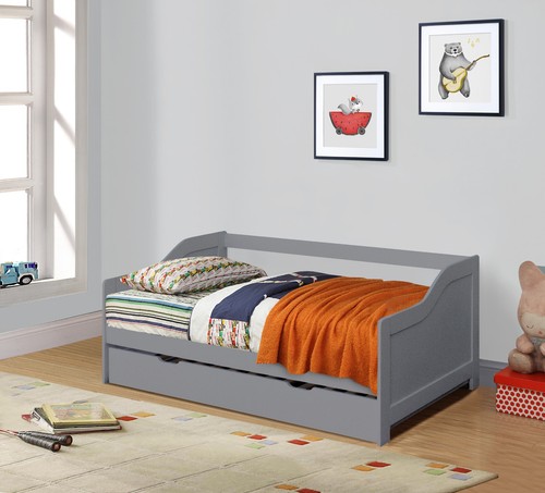 3ft wooden trundle bed grey - trundle,