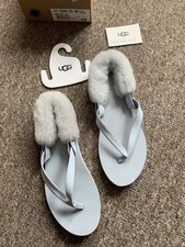 Ugg Laa Laa Flip Flips UK 8/8.5 Sandals Sky Blue VGC Casual Beach Holiday
